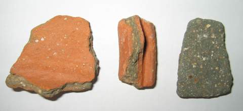 Restos de cerámica con varias capas